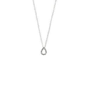 45cm Sterling Silver Cubic Zirconia Claw Set Tear Drop Necklace