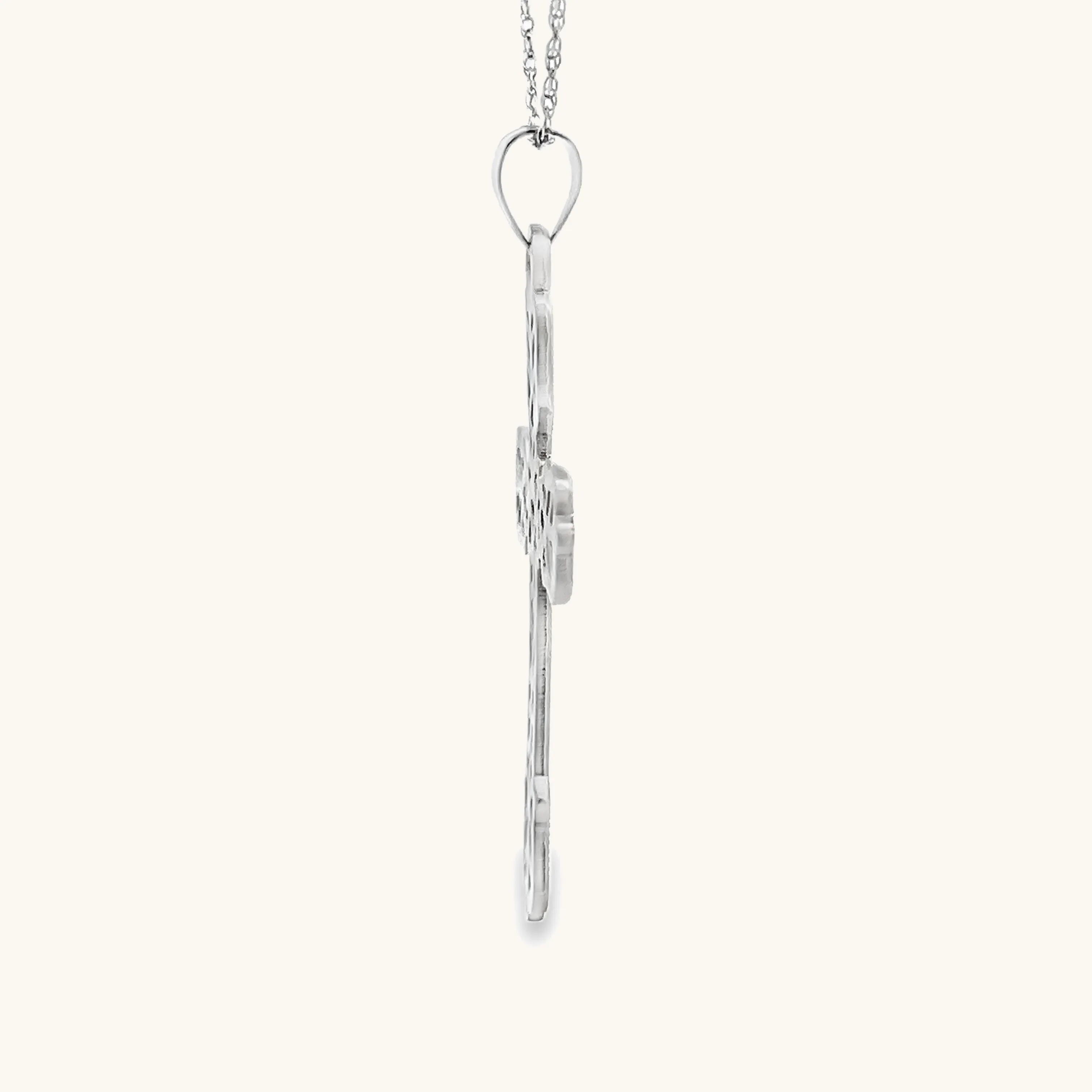 925 STERLING SILVER PLIQUE A JOUR CROSS NECKLACE