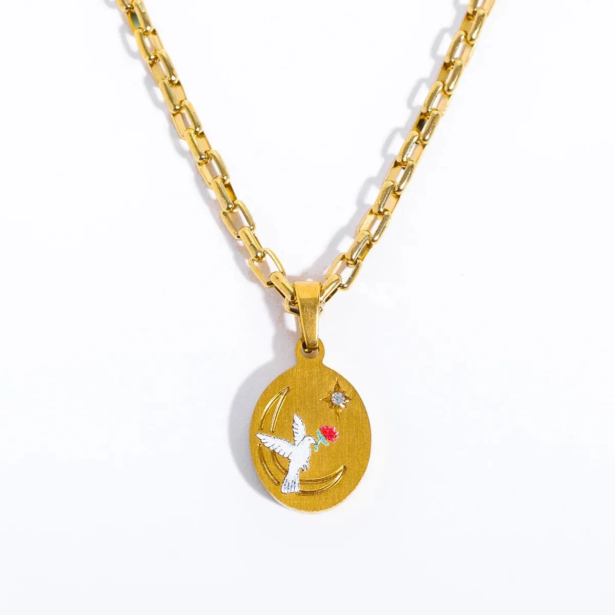 Aesthetic Women's Pendant Necklace with Enamel