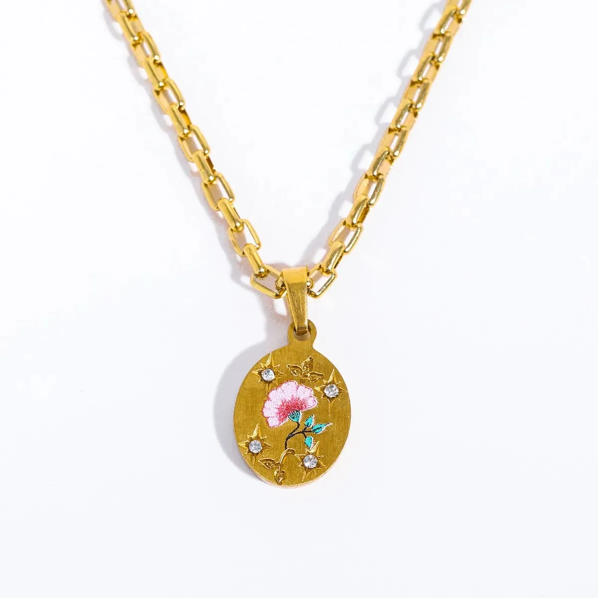 Aesthetic Women's Pendant Necklace with Enamel