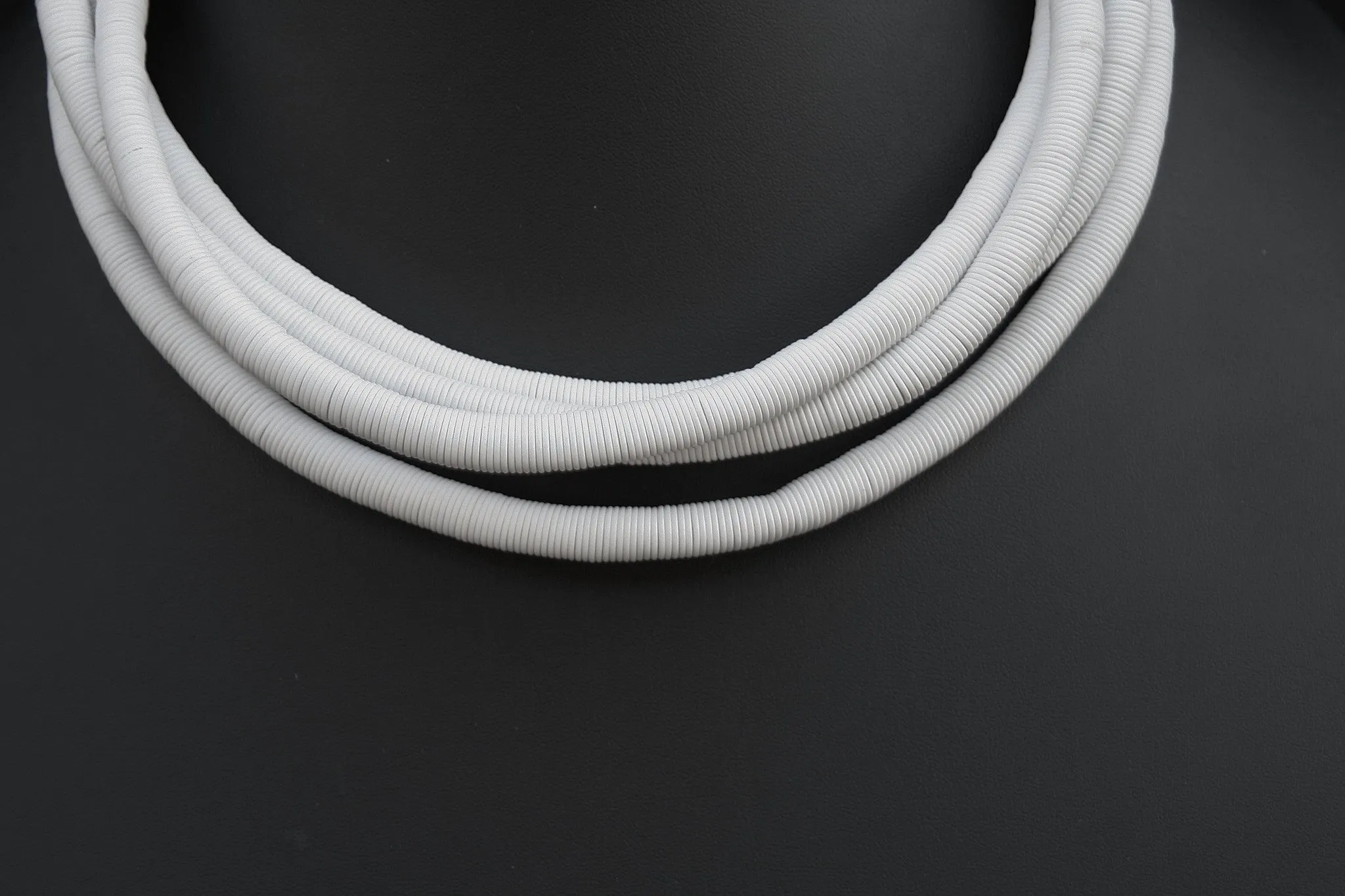 African Telephone Wire Rope 4 Strand Necklace Very White