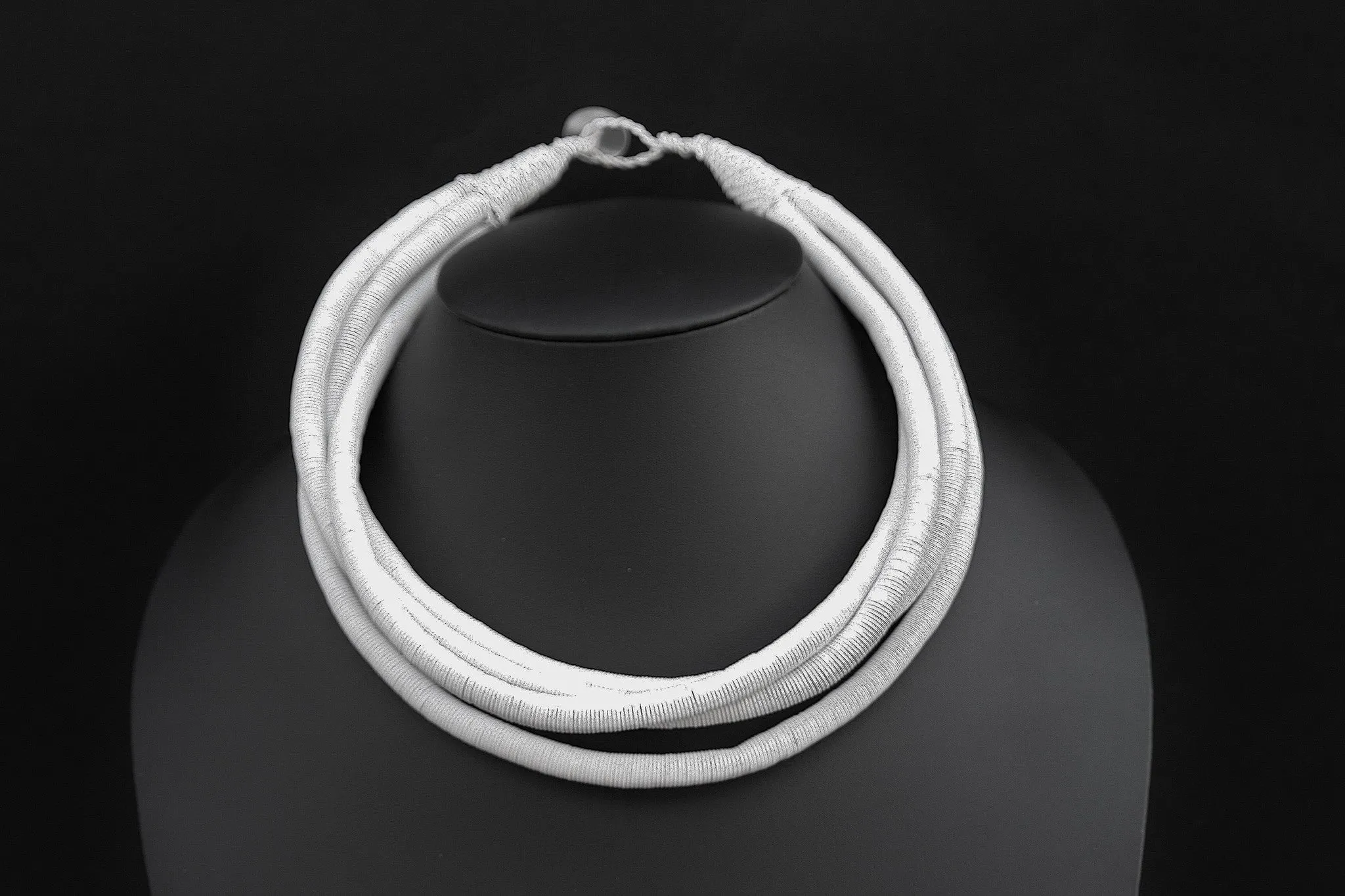 African Telephone Wire Rope 4 Strand Necklace Very White