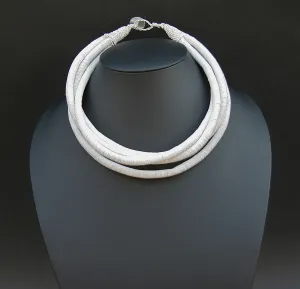 African Telephone Wire Rope 4 Strand Necklace Very White