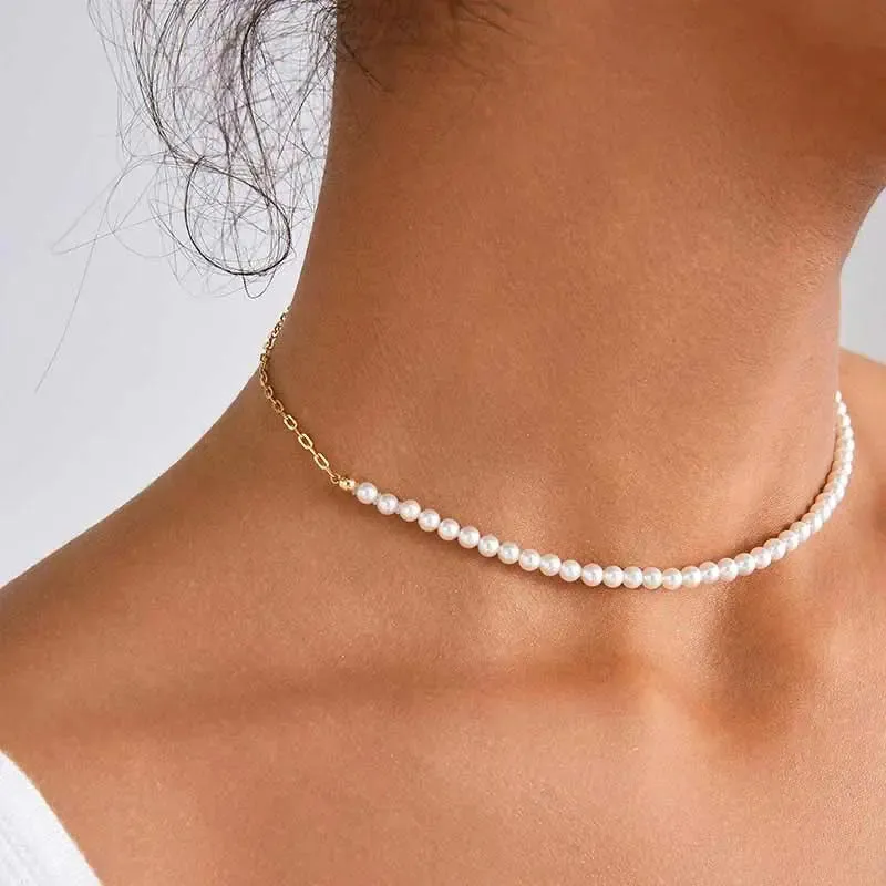 Akoya Pearl 18K Gold Chain Design Elegant Necklace