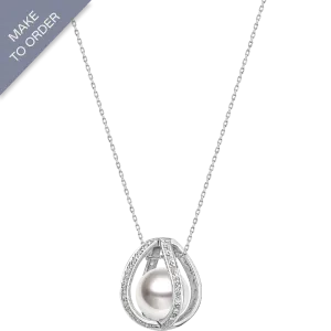 Akoya Pearl 18K White Gold Stand Out Designs Elegant Diamonds Necklace