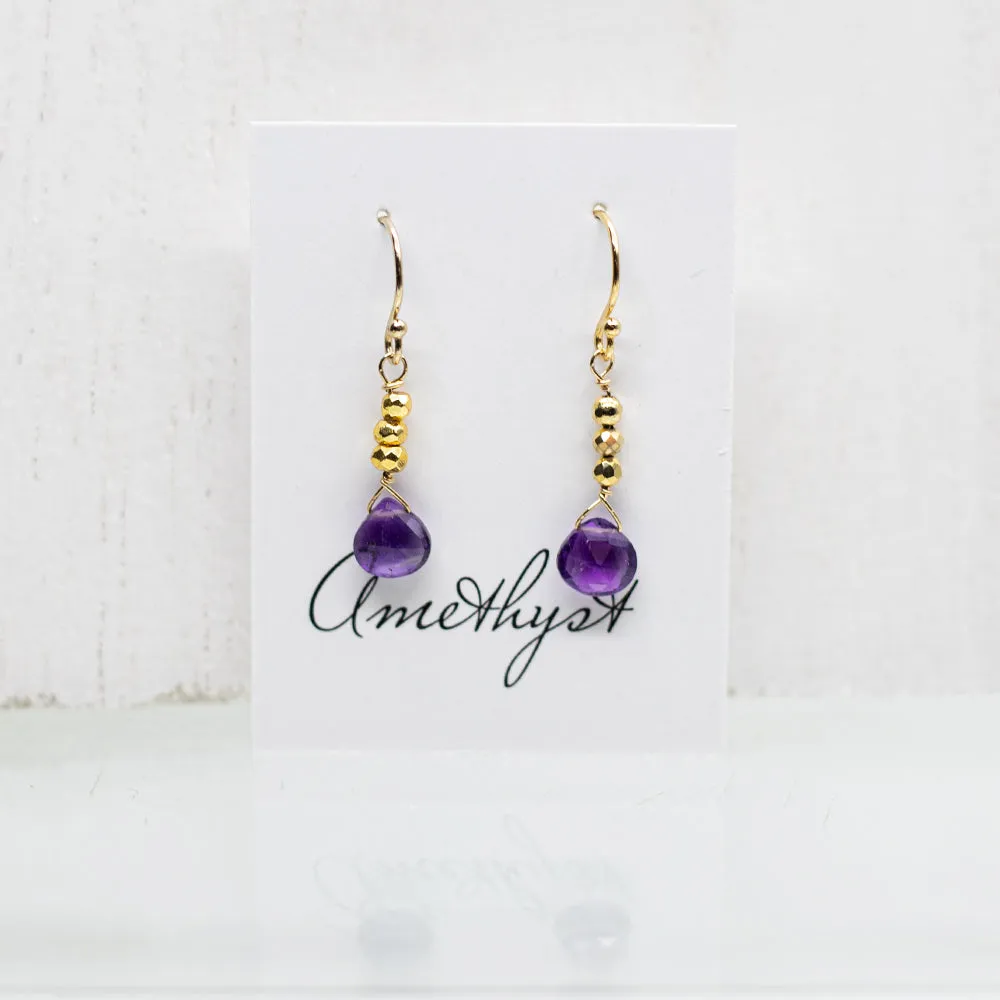 Amethyst Gold Raindrop Set