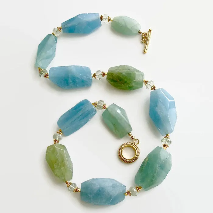 Aquamarine Nuggets Prasiolite Necklace - Brynn III Necklace