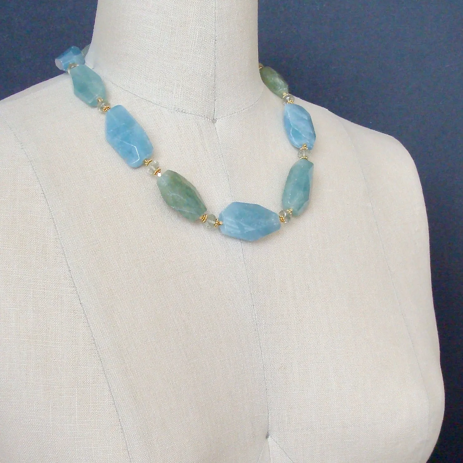 Aquamarine Nuggets Prasiolite Necklace - Brynn III Necklace