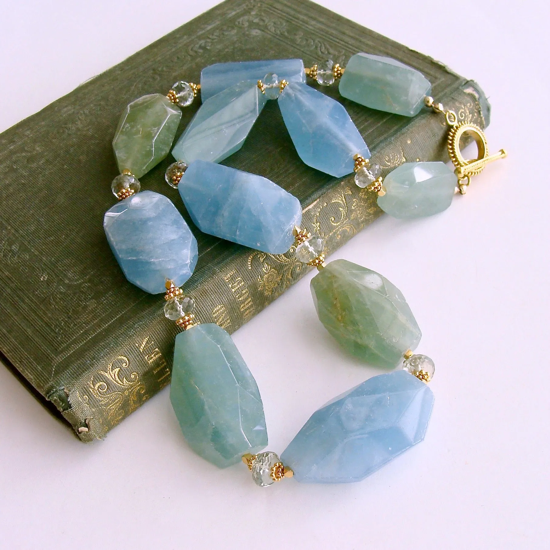 Aquamarine Nuggets Prasiolite Necklace - Brynn III Necklace