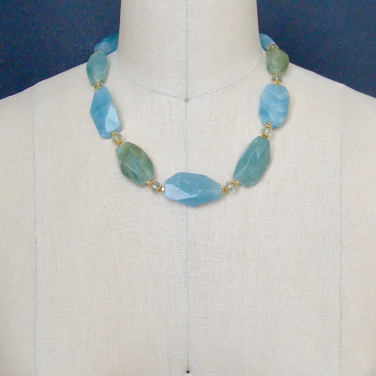 Aquamarine Nuggets Prasiolite Necklace - Brynn III Necklace