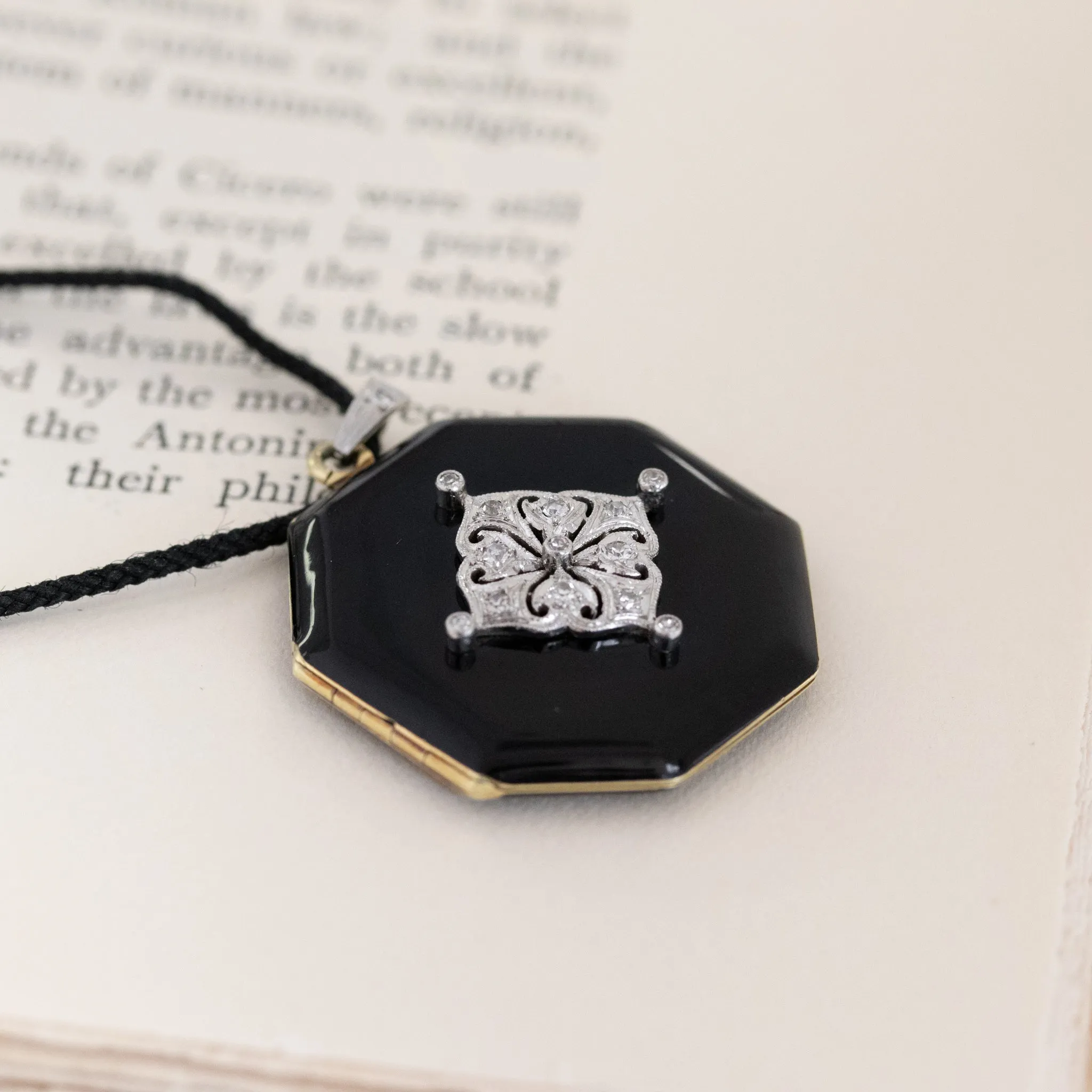 Art Deco Diamond and Enamel Locket