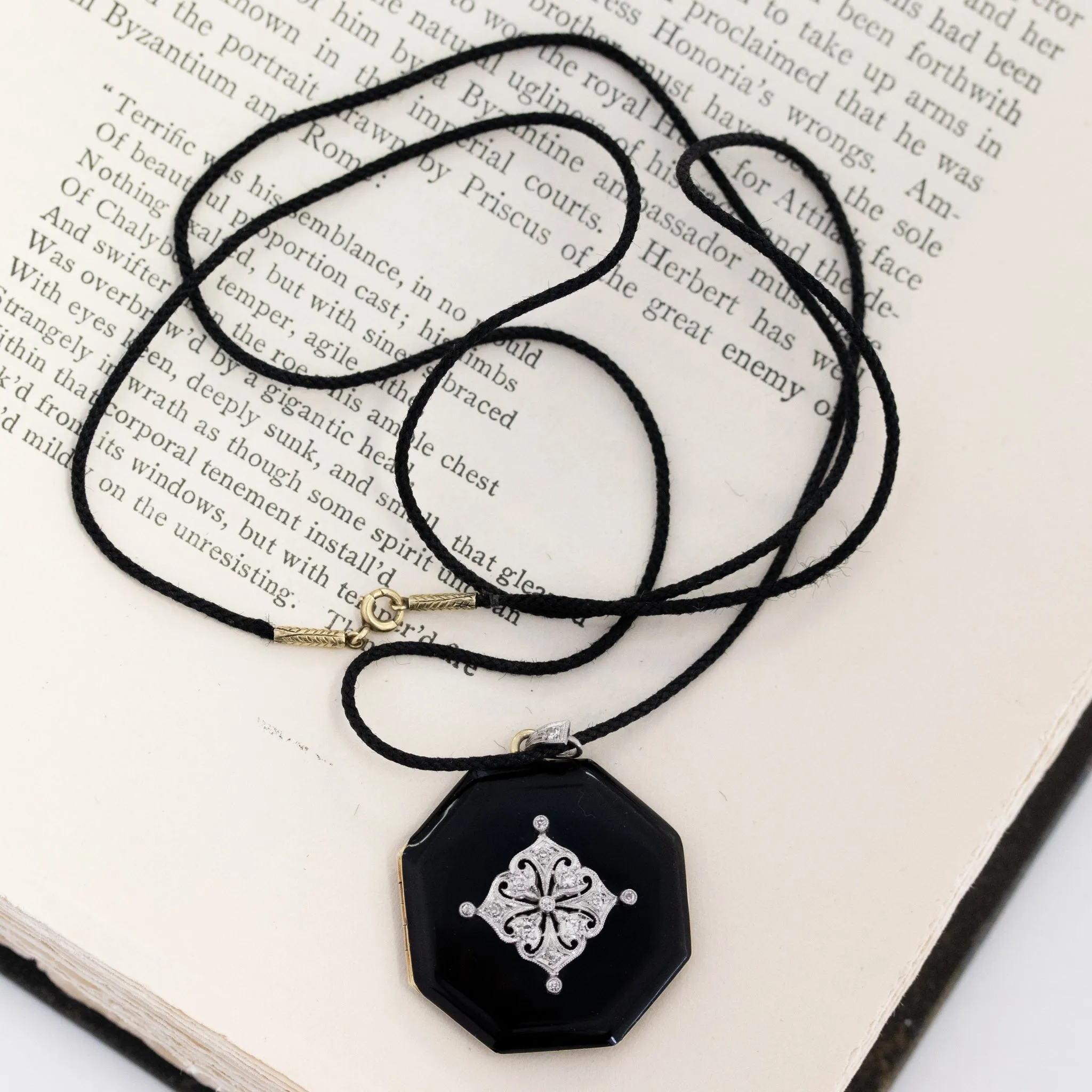 Art Deco Diamond and Enamel Locket