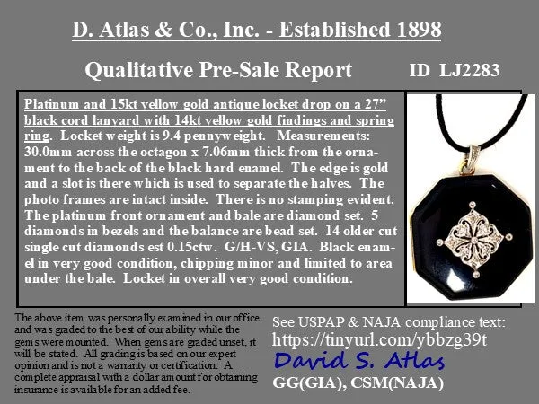 Art Deco Diamond and Enamel Locket