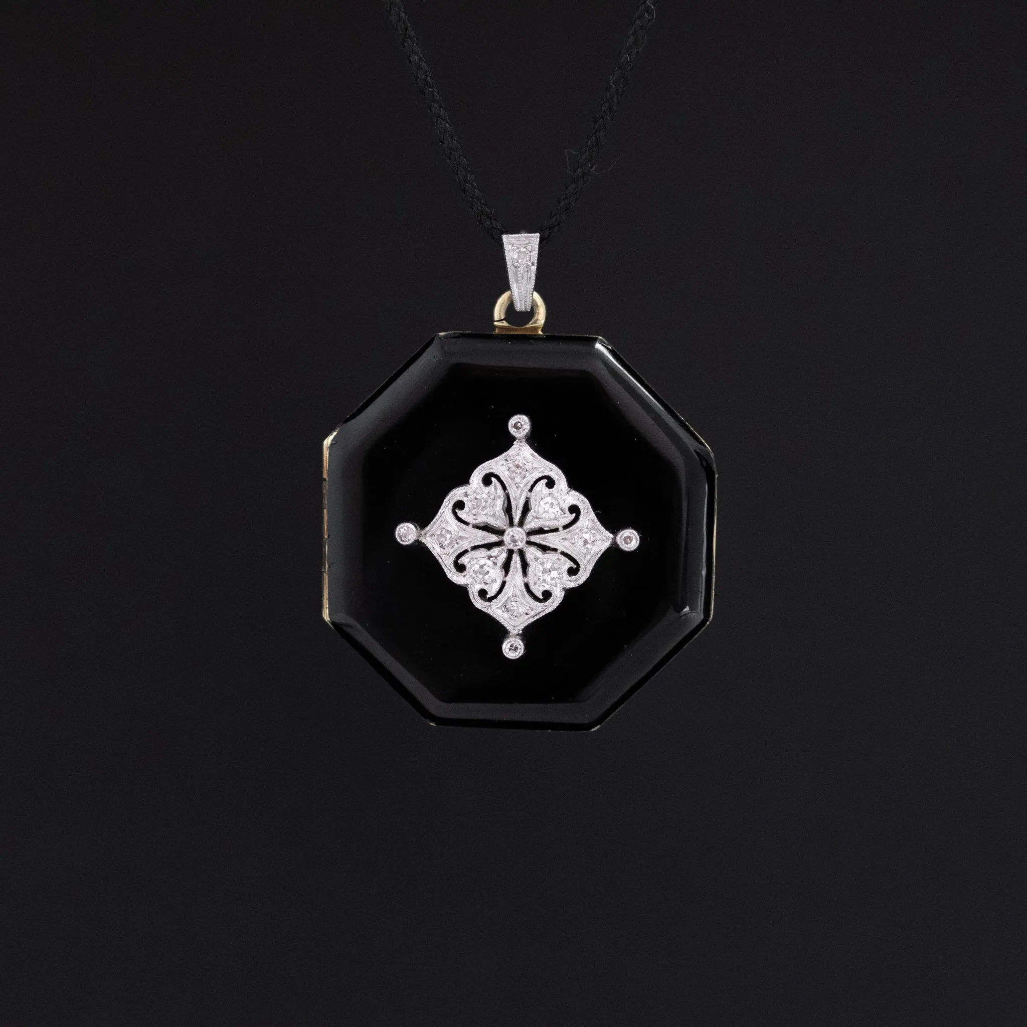 Art Deco Diamond and Enamel Locket