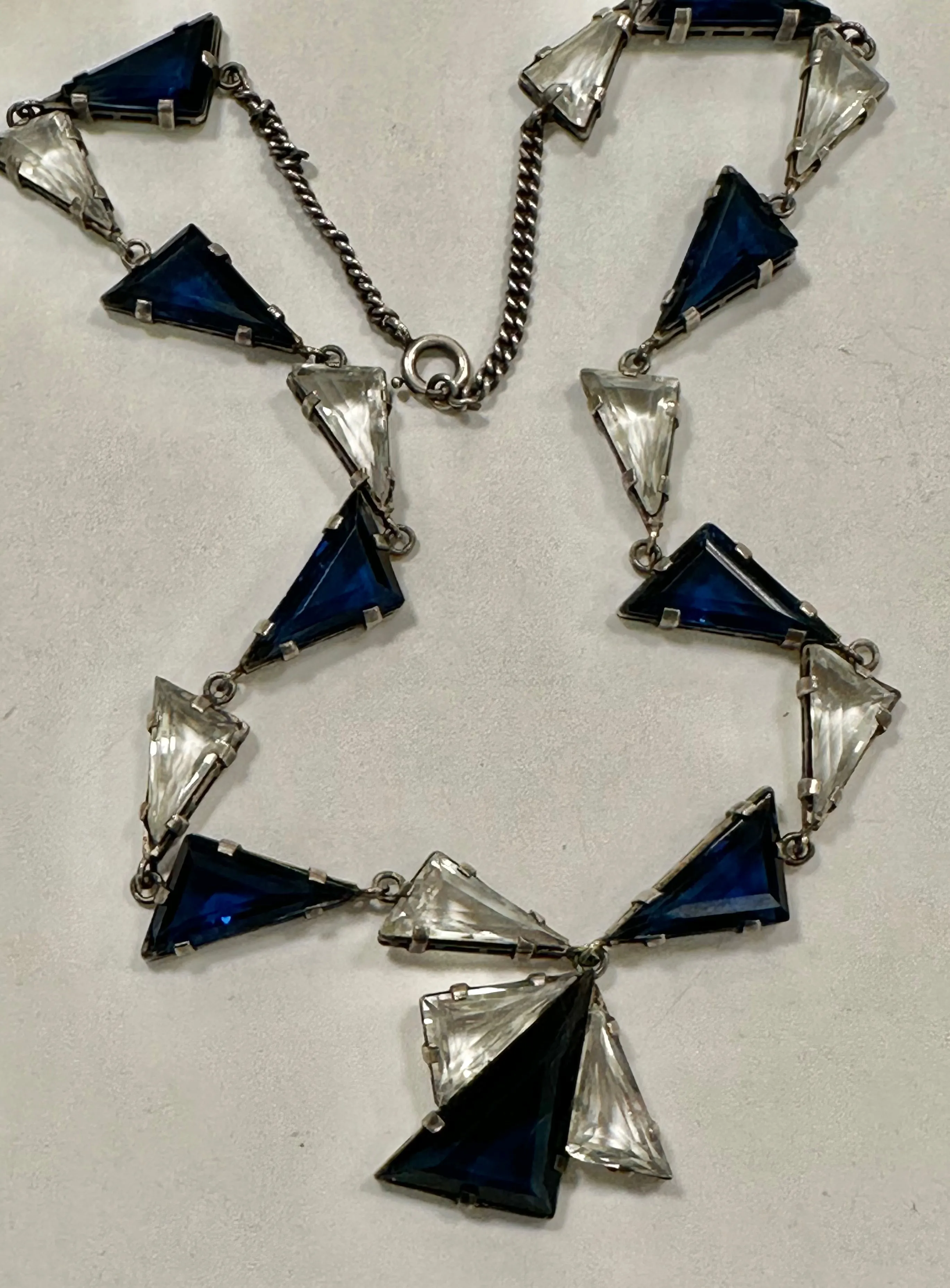 Art Deco Sterling and Crystal Necklace