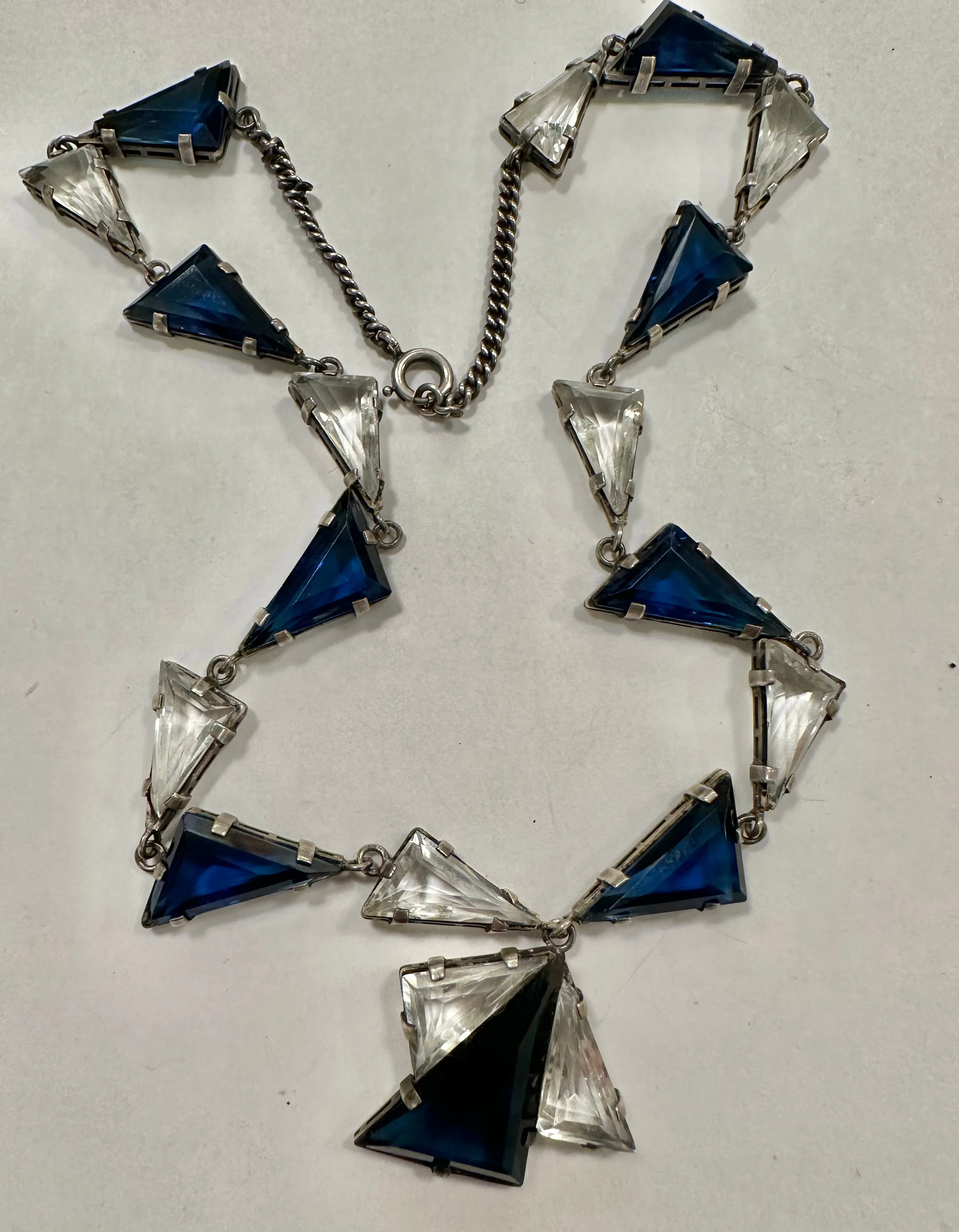 Art Deco Sterling and Crystal Necklace