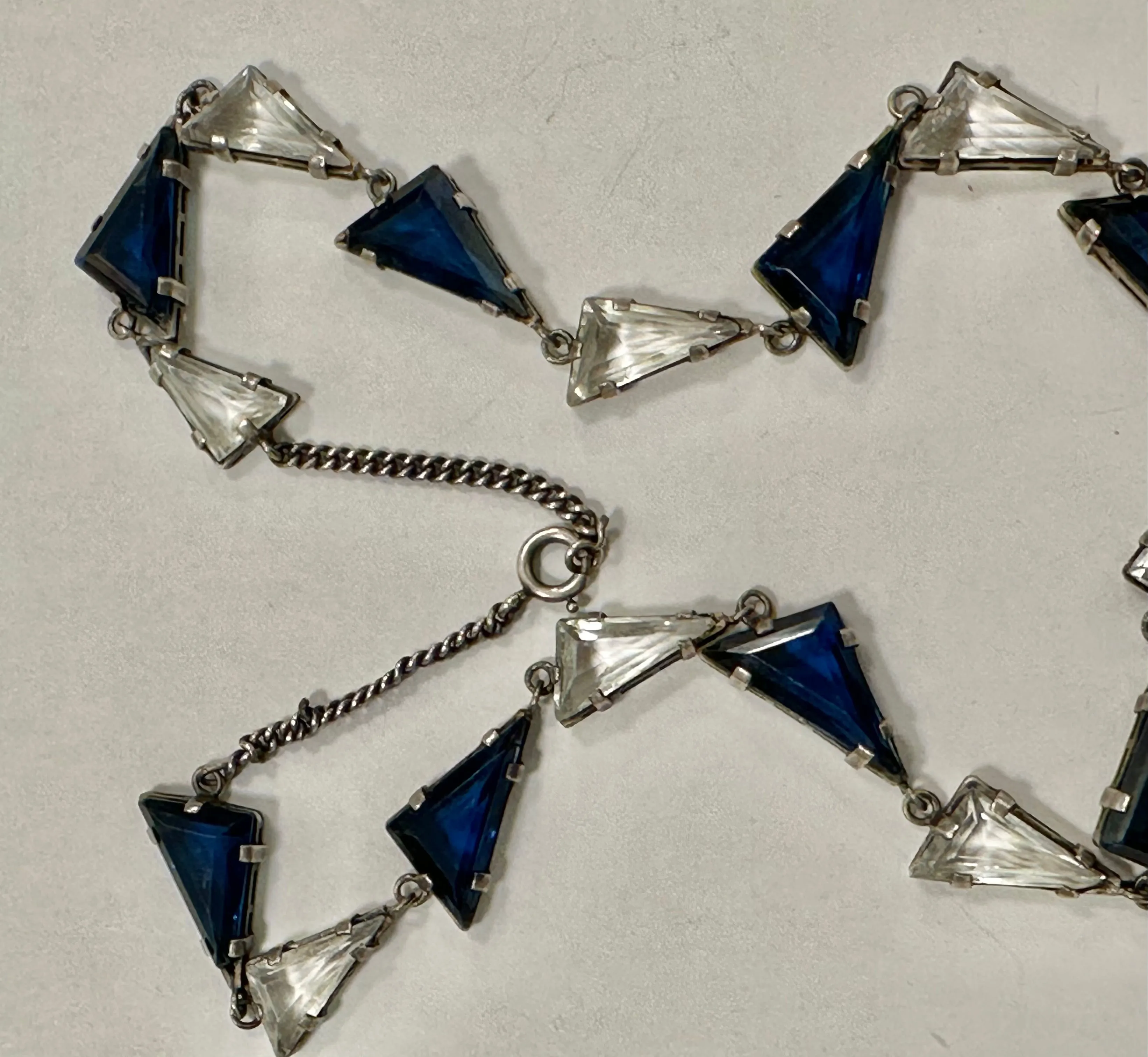 Art Deco Sterling and Crystal Necklace