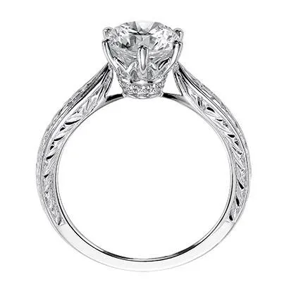 Artcarved "Elise" Engraved Diamond Solitaire Six Prong Engagement Ring