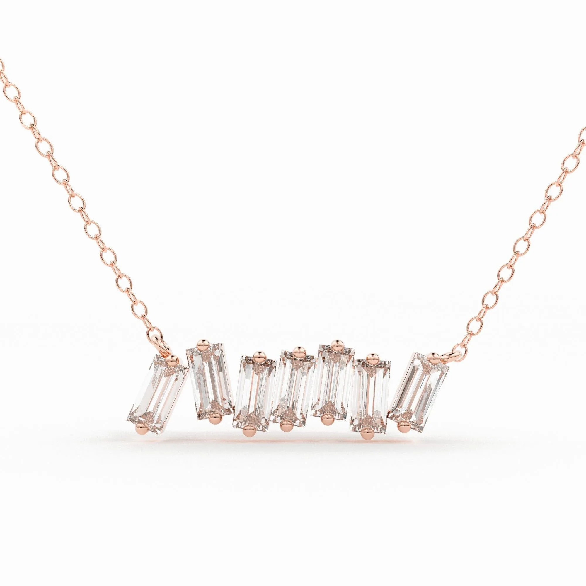 Baguette Diamond Cluster Necklace in 14k Gold / Diamond Cluster Necklace / Unique Diamond Layering Necklace/ Diamond Necklace/ Diamond Chain