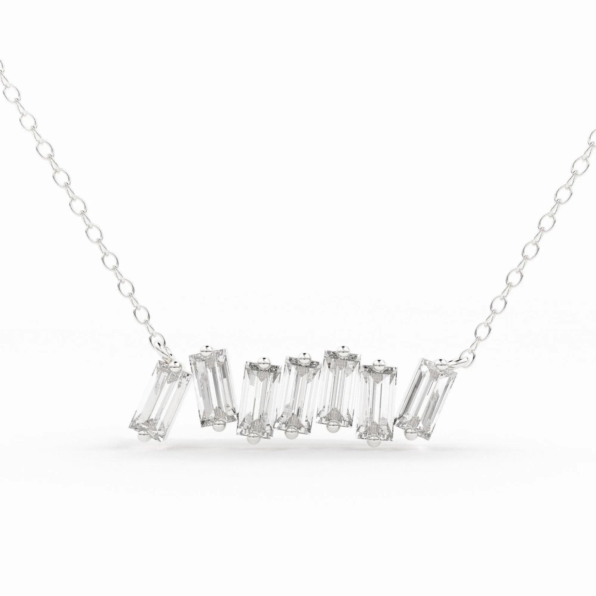 Baguette Diamond Cluster Necklace in 14k Gold / Diamond Cluster Necklace / Unique Diamond Layering Necklace/ Diamond Necklace/ Diamond Chain