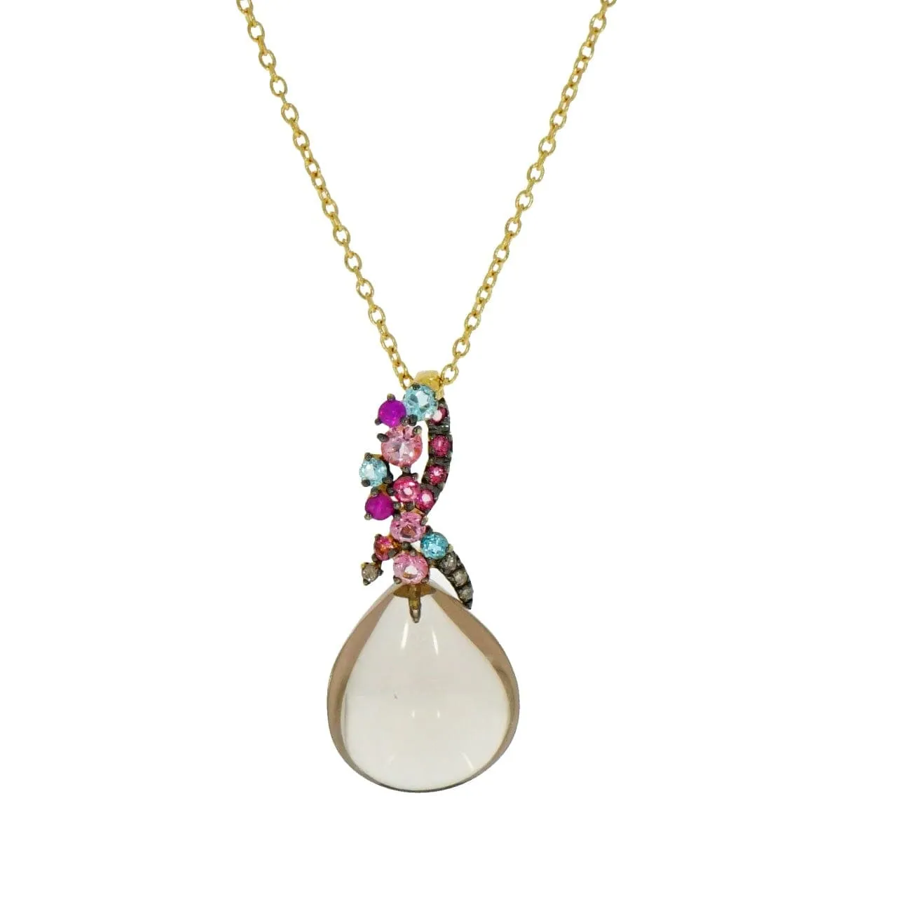Baobab 18K Yellow Gold Smoky Quartz & Mixed Gemstone Pendant Necklace