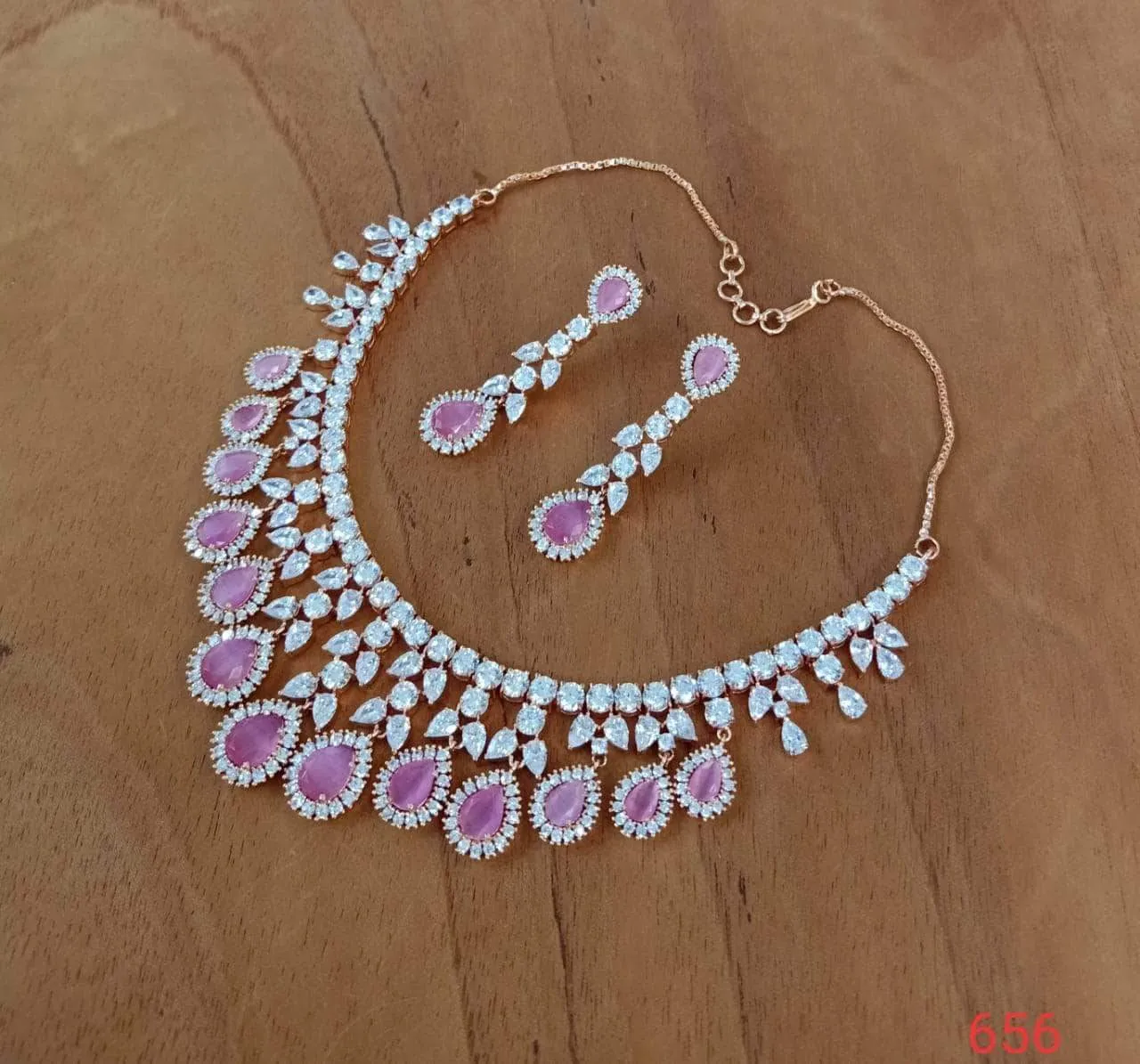Beautiful Pink American Diamond Set