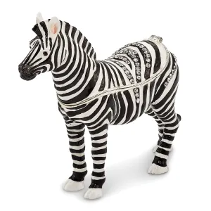 Bejeweled Pewter Multi Color Enamel Finish ZACH Zebra Trinket Box