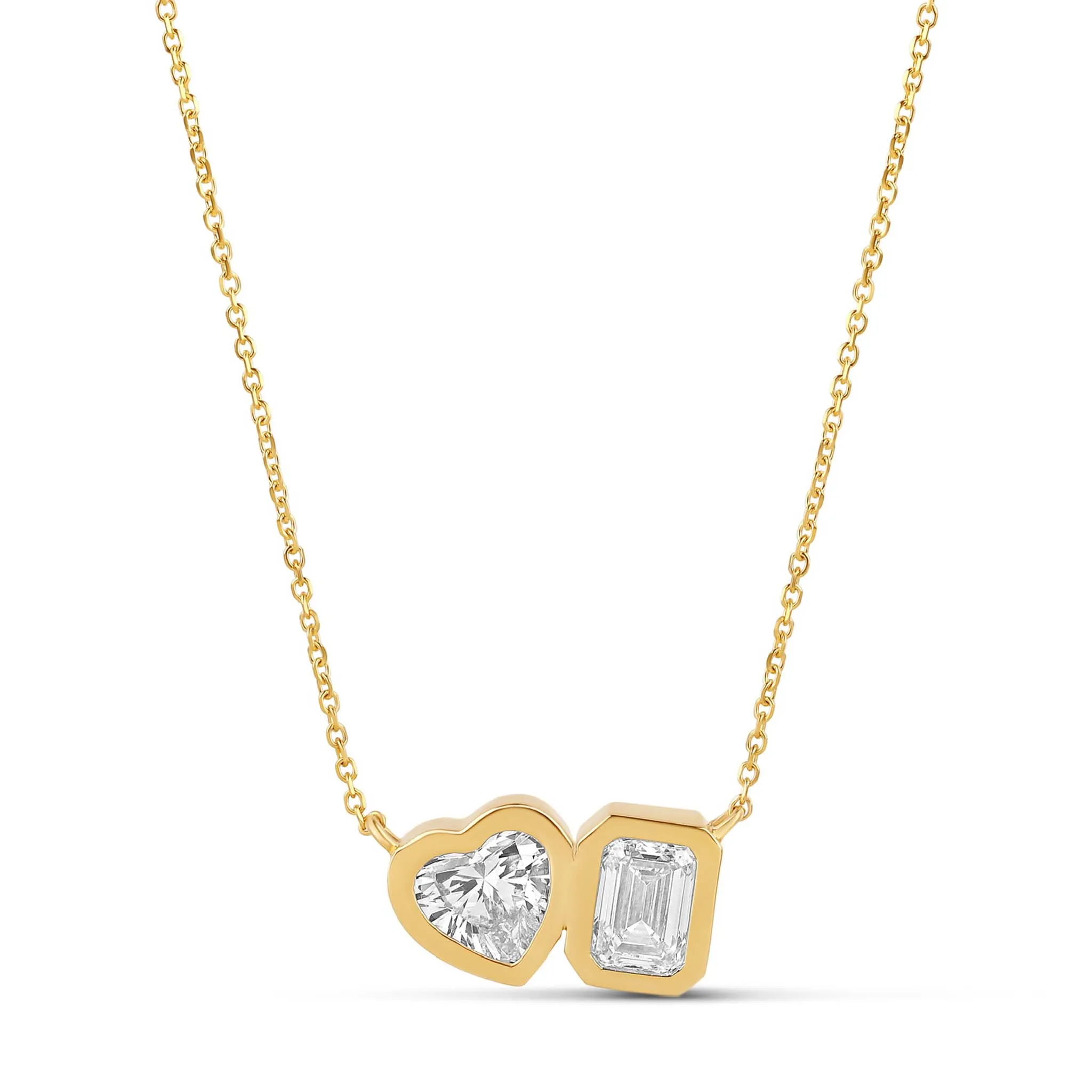 Bezel Set Toi-et-Moi Lab Diamond Necklace - IGI Certified
