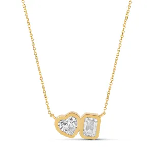 Bezel Set Toi-et-Moi Lab Diamond Necklace - IGI Certified