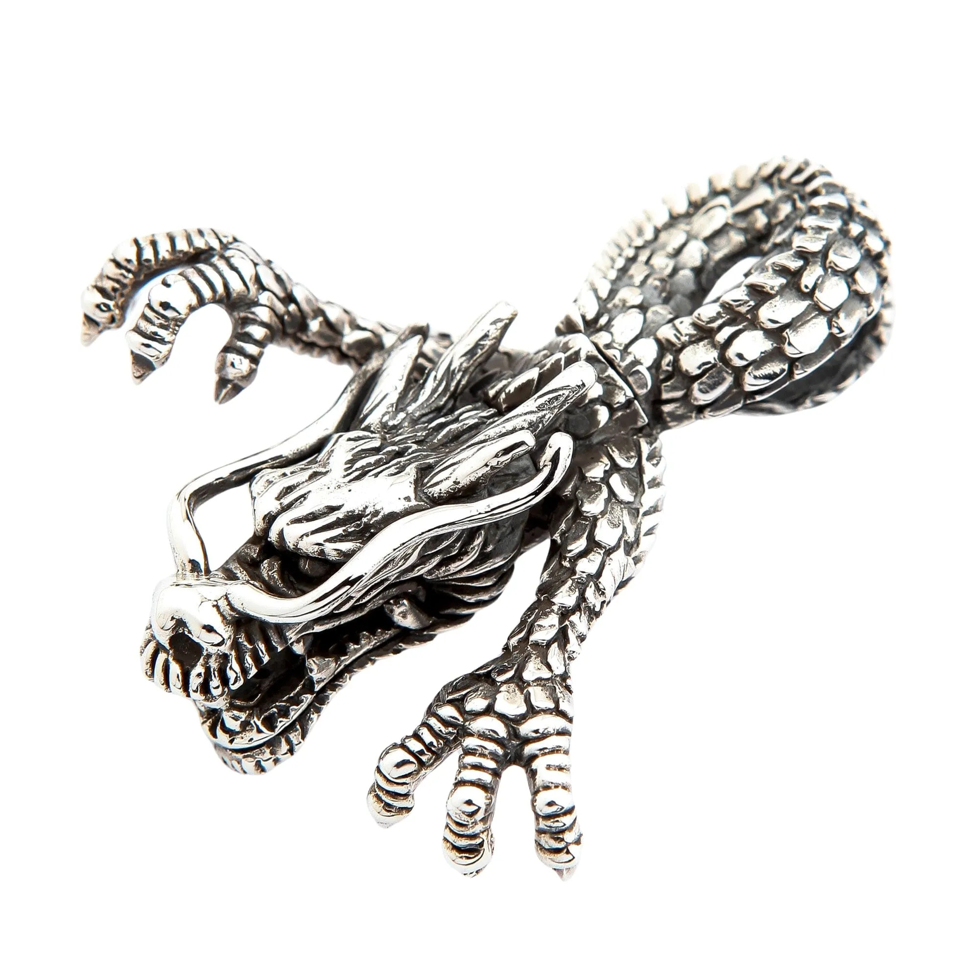 Big Dragon Head 925 Sterling Silver Biker Pendant