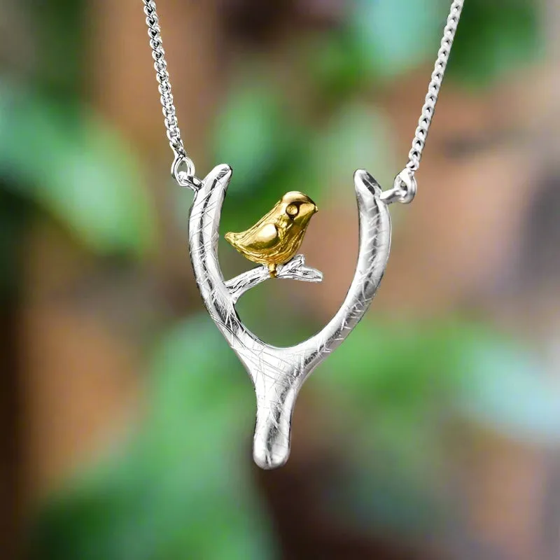Bird and Wish Bone Necklace