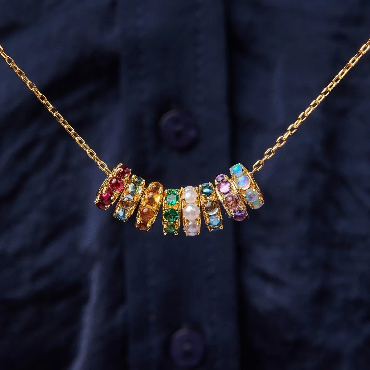 Birthstone Spacer Necklace - 2 Charms