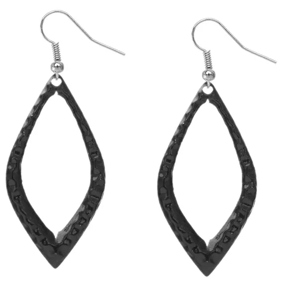 Black Layered Glitter Teadrop Charm Necklace Set
