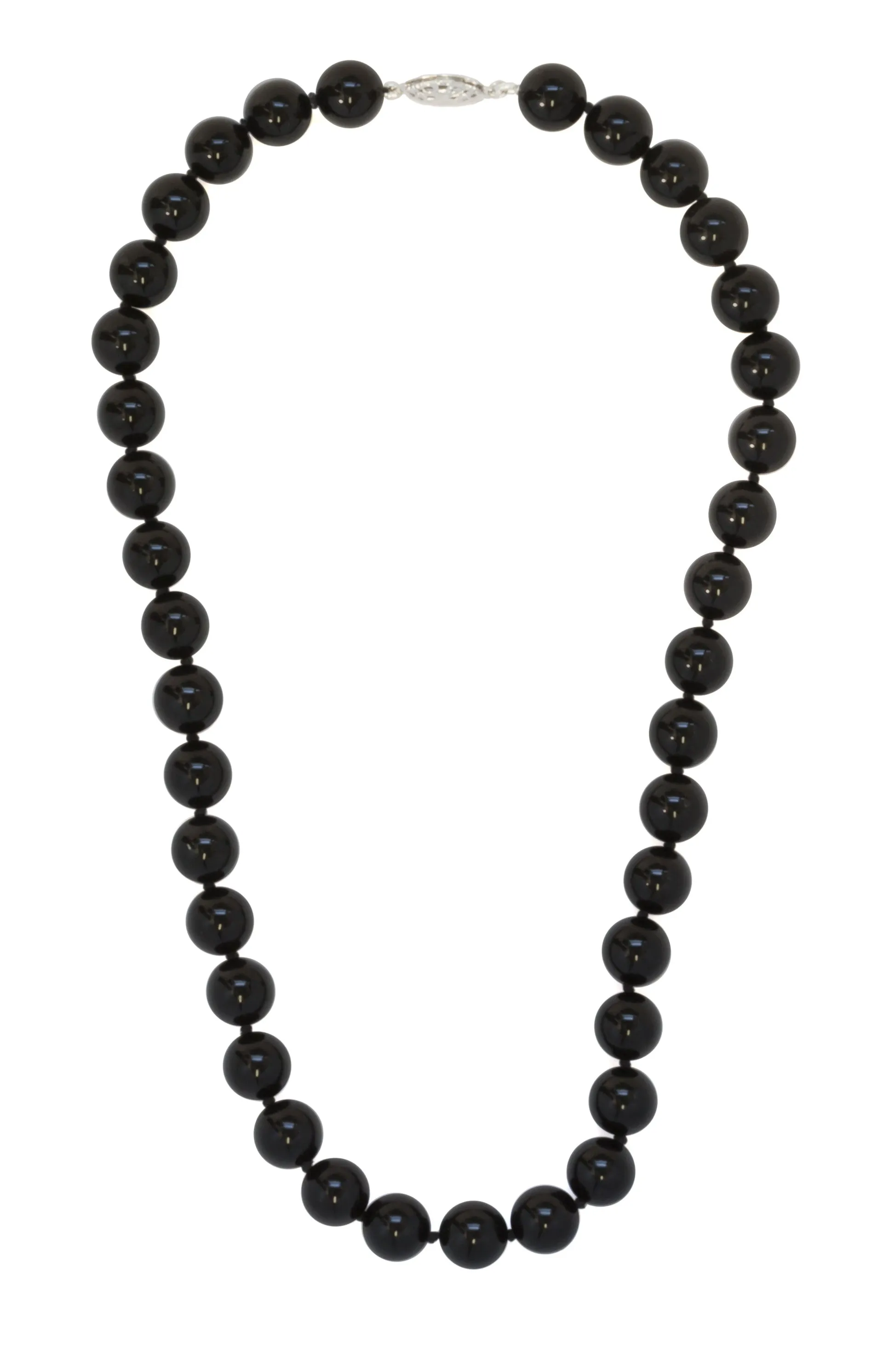 Black Onyx Necklace with 925 Sterling Silver Clasp | 12mm