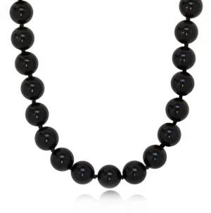Black Onyx Necklace with 925 Sterling Silver Clasp | 12mm