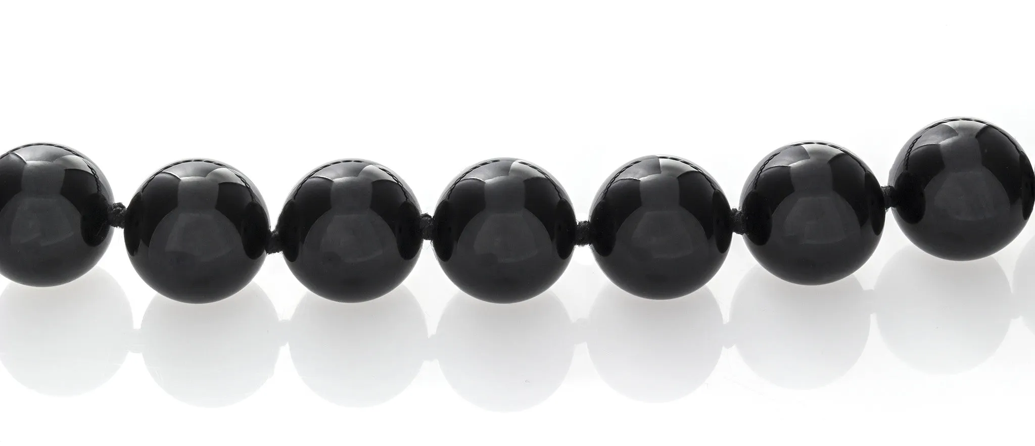 Black Onyx Necklace with 925 Sterling Silver Clasp | 12mm