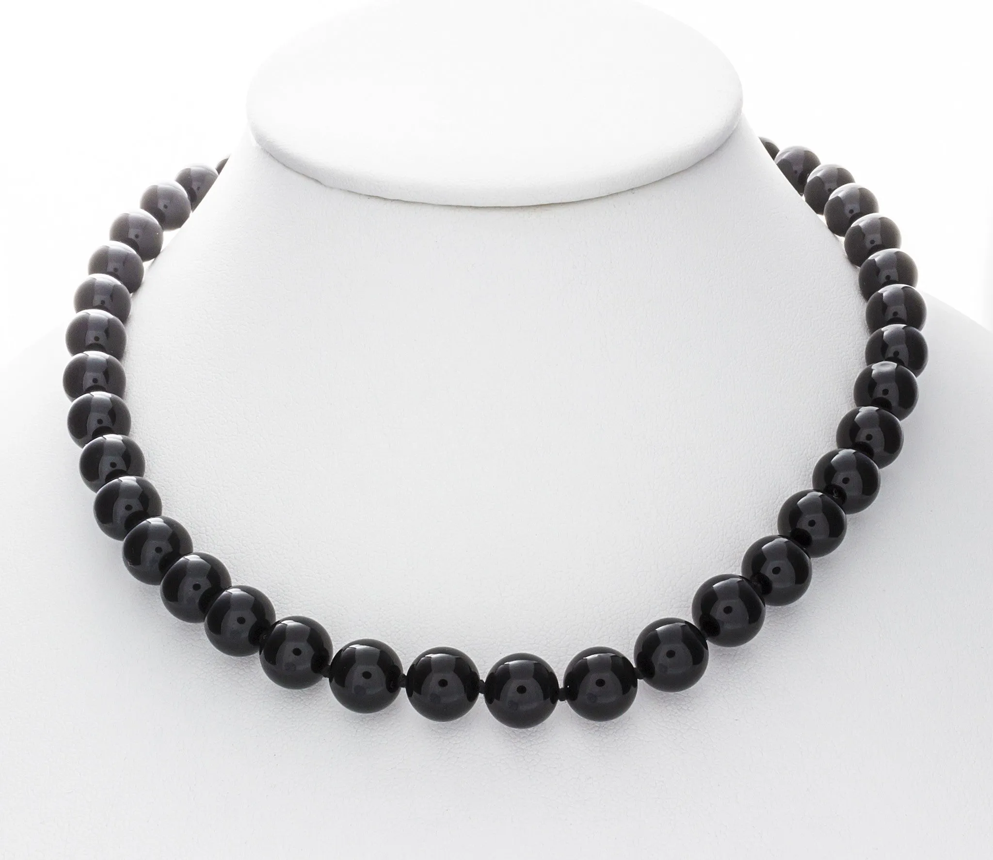 Black Onyx Necklace with 925 Sterling Silver Clasp | 12mm