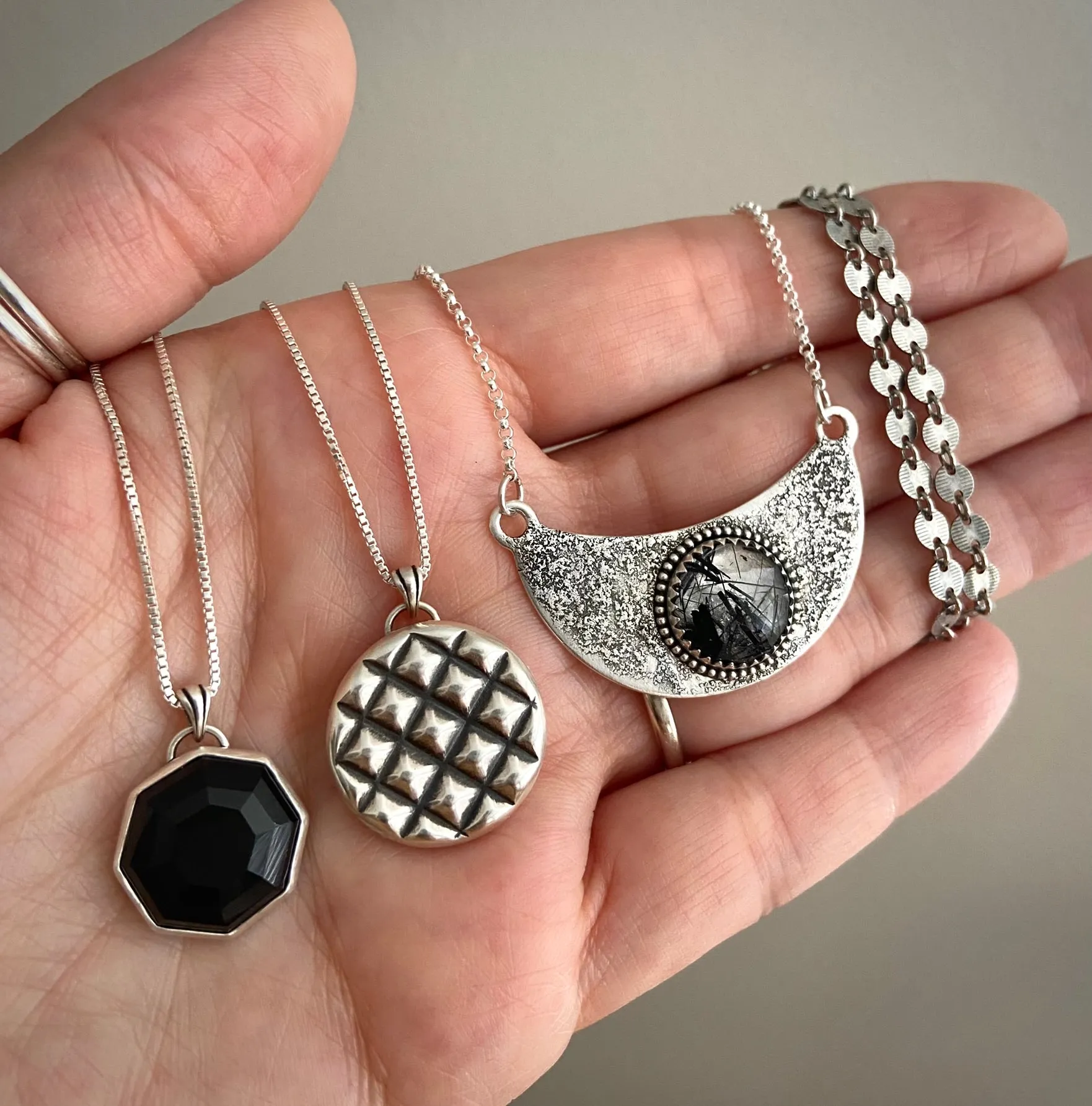 Black Tourmaline in Quartz Bib Necklace *Discounted*