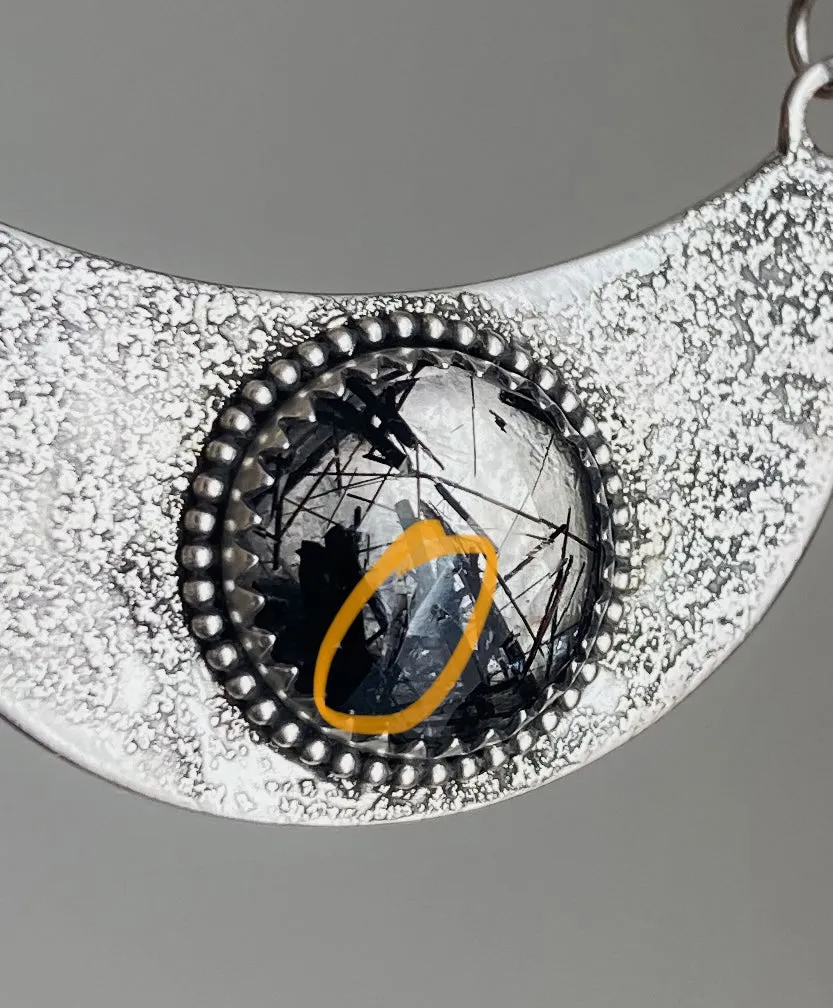Black Tourmaline in Quartz Bib Necklace *Discounted*