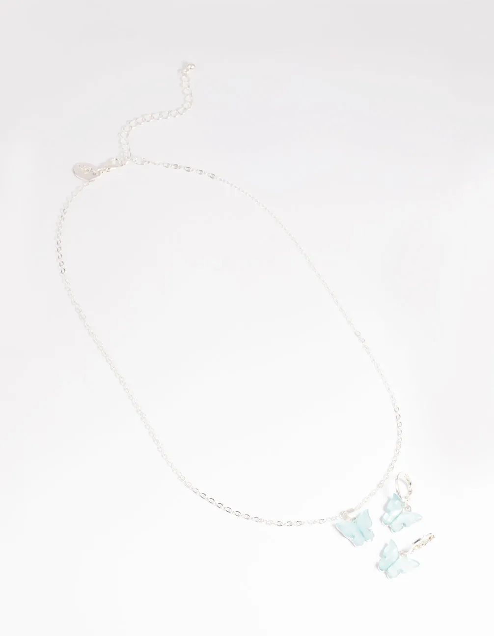 Blue Butterfly Necklace & Earrings Set