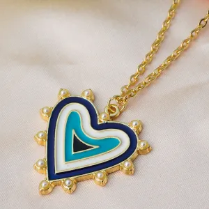 Blue Heart Pendant Chain Necklace