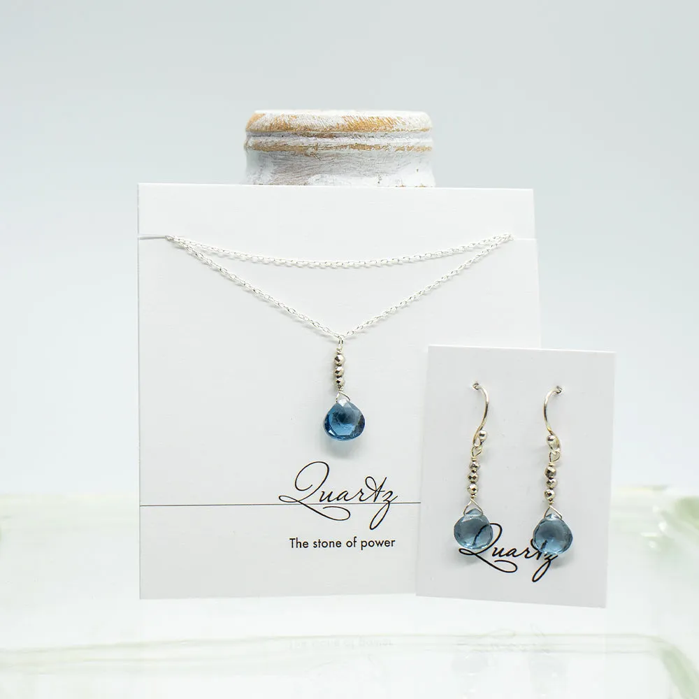 Blue Quartz Silver Raindrop Set