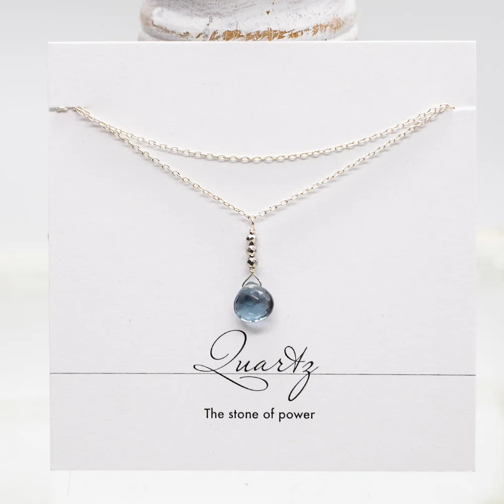 Blue Quartz Silver Raindrop Set
