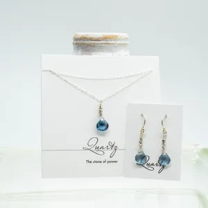 Blue Quartz Silver Raindrop Set