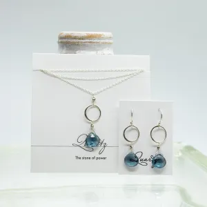 Blue Quartz Silver Ring Set