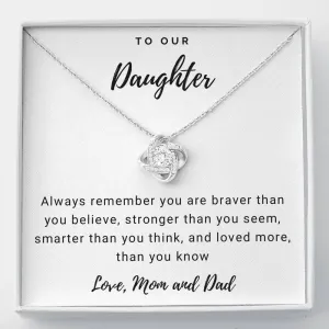 Braver, Stronger & Smarter-Love Knot Necklace for Daughter