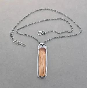 Bruneau Jasper Necklace. Neutral Color Long Landscape Pendant. Unique Jewelry.