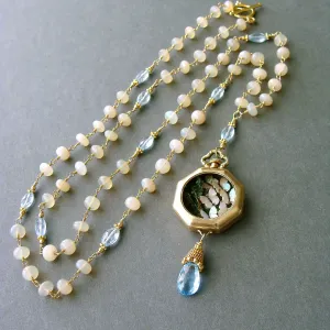 Butterfly Kaleidoscope Watch Case Opal Blue Topaz Necklace - Kaléidoscope de Papillon Necklace