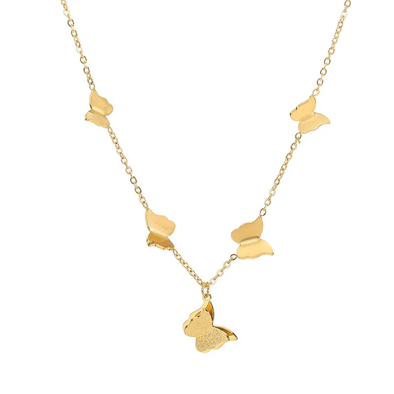 Chic Titanium Steel Butterfly Pendant Necklace Exquisite Fashion Jewelry for a Smart and Alluring Clavicle Accent