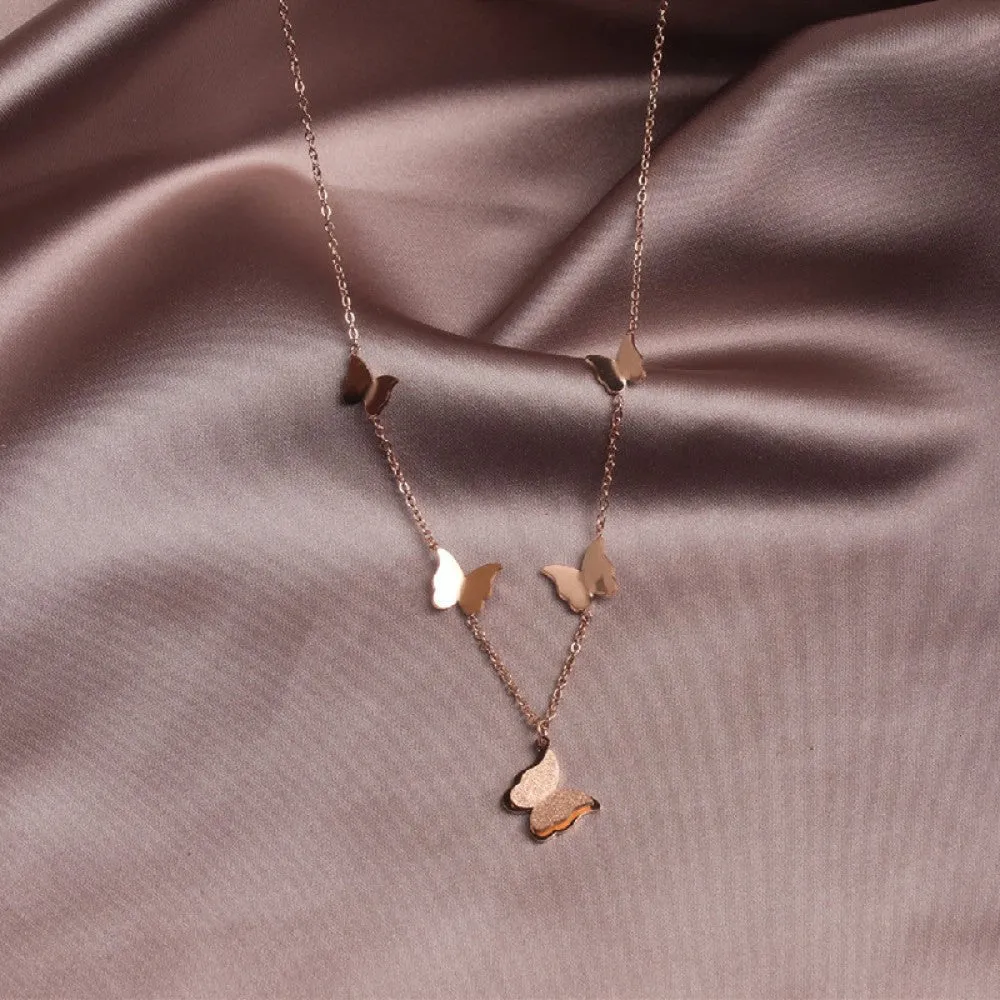 Chic Titanium Steel Butterfly Pendant Necklace Exquisite Fashion Jewelry for a Smart and Alluring Clavicle Accent